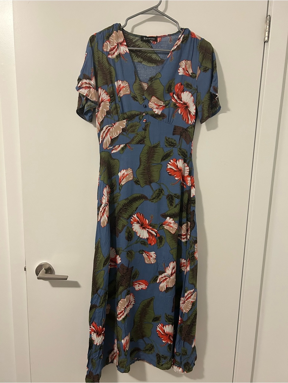 Rewind Blue Floral Tropical Maxi Dress